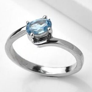 Natural Blue Sapphire Topaz Solitaire Ring